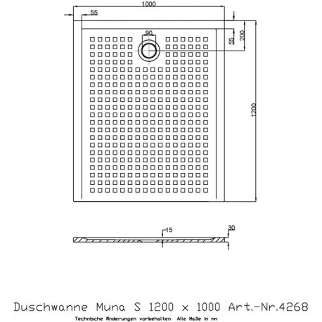 Receveur de douche Hoesch MUNA S avec antidérapant 1200x1000x30mm blanc