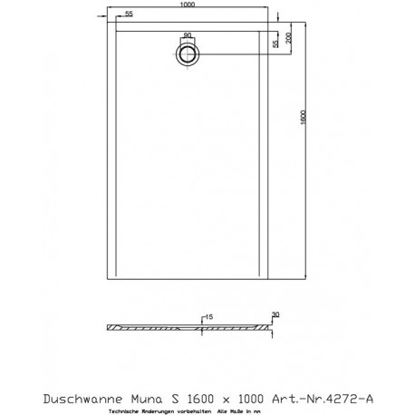 Receveur de douche Hoesch MUNA S 1600x1000x30mm blanc