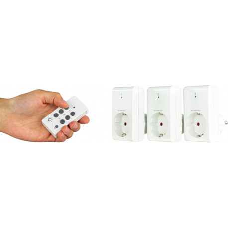 Jeu de prises interrupteur sans fil Plus Set 1 + 3 blanc (Par 12)