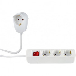 Multiprise 3+1 voies avec interrupteur blanc 2m power split