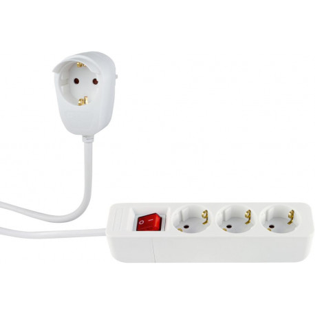 Multiprise 3+1 voies avec interrupteur blanc 2m power split