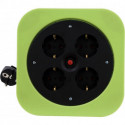 Enrouleur câbles S 10m quadruple H05VV-F3G vert plastique (Par 4)