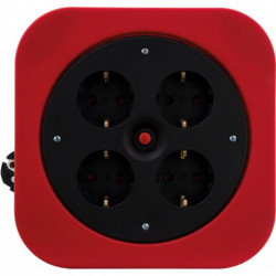 Enrouleur câbles S 10m quadruple H05VV-F3G rouge plastique (Par 4)
