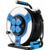 Enrouleur de câble 50m acier IP44 4-sorties st-rt H05VV-F 3G1,5 