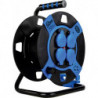 Enrouleur vide 4-sorties plastique IP44 noir/bleu