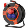 CEE Enrouleur de câble 25m 4-sorties IP 44 plastique H07RN-F noir rouge