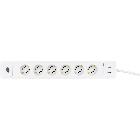 Multiprise COMBINI 6 voies blanc avec USB et ÜSS