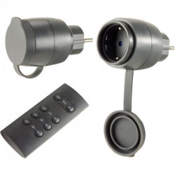 Ensemble interrupteur sans fil 2+1 Mini Extérieur noir