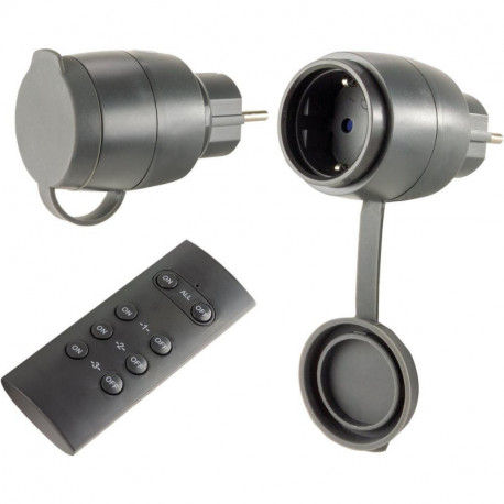 Ensemble interrupteur sans fil 2+1 Mini Extérieur noir
