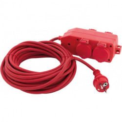 Rallonge Schuko 10m 4-sorties rouge