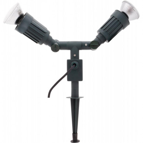 Piquet de terre avec spot de jardin double IP44 14m 2xE27 vert 