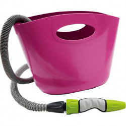 Tuyau d'arrosage 5-15m Aquapop fuchsia avec sac de rangement