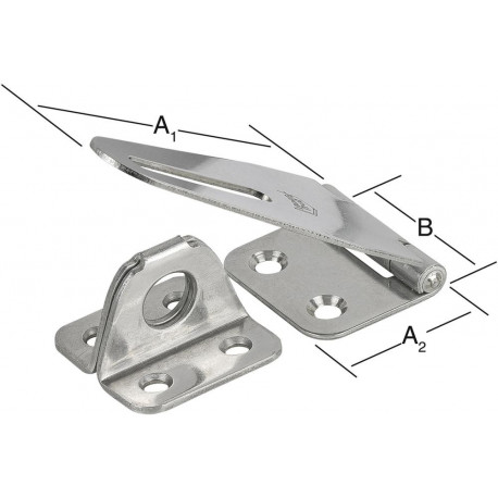 Moraillon de sécurité 80X37mm acier inoxydable. acier inoxydable