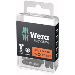 Embout Bit Impaktor 1/4 DIN 3126 C6.3 PZ3x25mm 10er Pack Wera