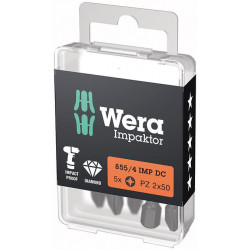 Embout Bit Impaktor 1/4 DIN 3126 E6.3 PZ2x50mm 5er Pack Wera