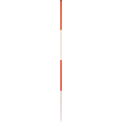 Jalon de chantier 2m. Acier. Rond pointu. Rouge/blanc