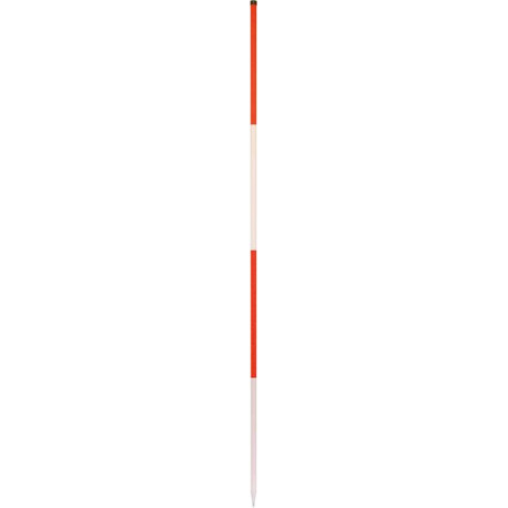 Jalon de chantier 2m. Acier. Rond pointu. Rouge/blanc