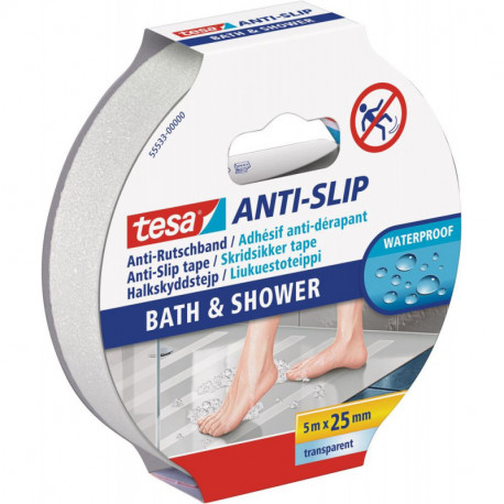 Ruban antidérapant bain & douche 5m:25mm Tesa (Par 6)