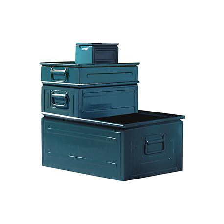 Boîte de transport empilable, acier, taille 4, gris-bleu, L200xP300x150 mm