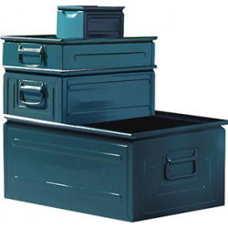 Boîte de transport empilable, acier, taille 4, gris-bleu, L140xP200x130 mm