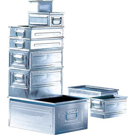 Boîte de transport gerbable, acier, taille 4, galvanisée, L140xP200x130 mm