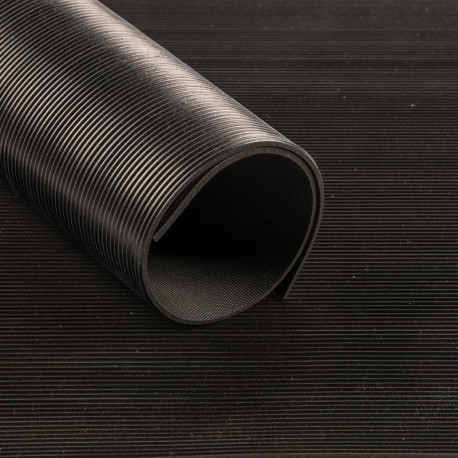 Tapis caoutchouc à fines rainures SBR. noir 3mm 1000mm 10m