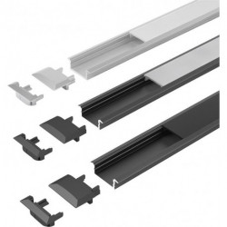 Profil LED ChannelLine C noir L2m Alu + profil de couverture