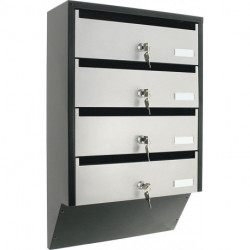 Boite aux lettre collectives DEPOT 4 SILVER / BLACK avec 2 clés