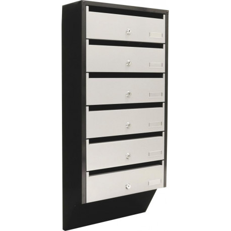 Boite aux lettre collectives DEPOT 6 SILVER / BLACK avec 2 clés