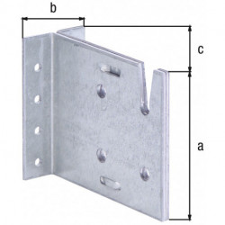für verdeckte Balkenanschlüsse · Stahl roh sendzimirverzinkt Weitere technische Eigenschaften: · Loch-Ø: 5mm · Maß B: 46mm · Materialstärke: 3mm · Maß C: 106mm · Ausführung: 2-reihig · Höhe: 90mm · Maß A: 90mm