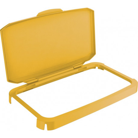 Couvercle rabattable PP jaune l510xP285mm adapté aux poubelles de 60 l compatibl 