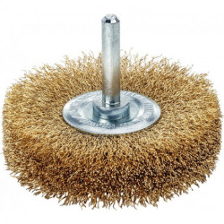 Brosse plate D. 40 mm tige 6 mm épaiss. de fil 0.2 mm laiton 7 mm 18 000 min-¹ L 