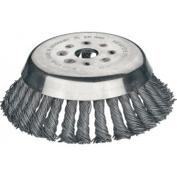 Brosse conique D. 180 mm épaiss. de fil 0.5 mm acier 14 mm perçage 25.4 mm 8 000 