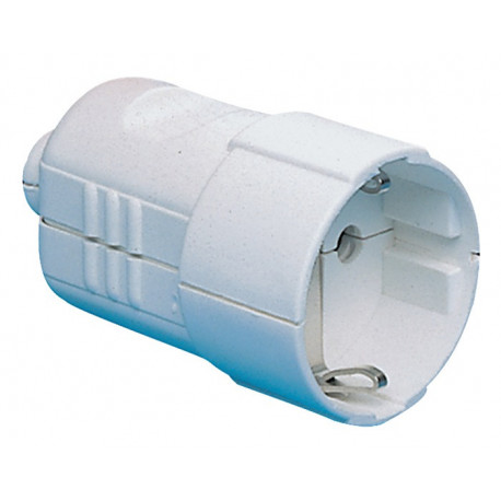 Connecteur à contact de sécurité 10-/16 A 250 V blanc plastique. avec douille