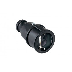 Connecteur à contact de sécurité 10-/16 A 250 V noir IP20 caoutchouc plein