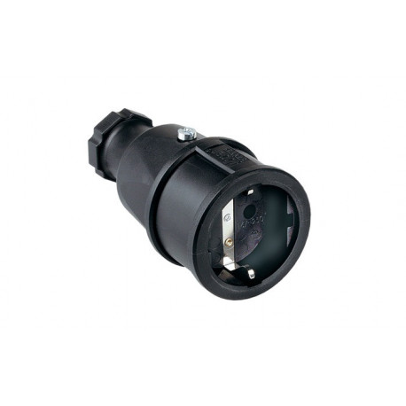 Connecteur à contact de sécurité 10-/16 A 250 V noir IP20 caoutchouc plein