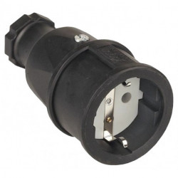 Connecteur à contact de sécurité 10-/16 A 250 V noir IP20 caoutchouc