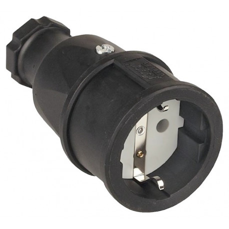 Connecteur à contact de sécurité 10-/16 A 250 V noir IP20 caoutchouc