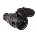 Connecteur à contact de sécurité 10-/16 A 250 V noir IP44 caoutchouc plein. ac c