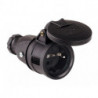 Connecteur à contact de sécurité 10-/16 A 250 V noir IP44 caoutchouc plein. ac c