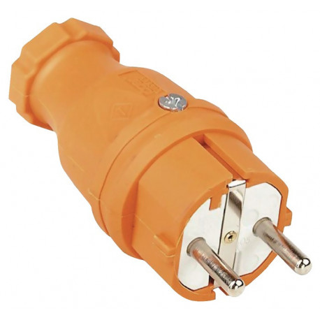 Fiche à contact de sécurité 10-/16 A 250 V orange IP44 caoutchouc