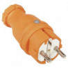 Fiche à contact de sécurité 10-/16 A 250 V orange IP44 caoutchouc