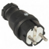 Fiche à contact de sécurité 10-/16 A 250 V noir IP44 caoutchouc