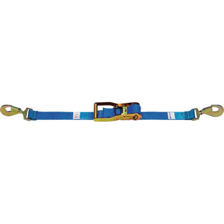 Sangle d'amarrage DIN EN 12195-2 longueur 6 m largeur 50 mm avec rochet + mousqueton LC U 4000 daN