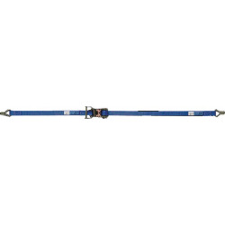 Sangle d'amarrage DIN EN 12195-2 longueur 4 m largeur 25 mm avec rochet + crochets pointu LC U 1000 daN