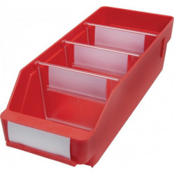 Boîte pour étagère L300xl120xH95mm rouge PP (Par 30)