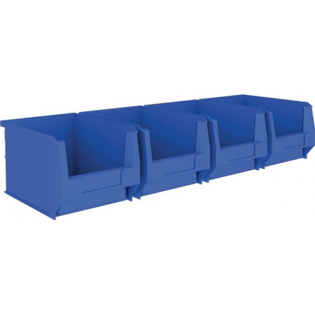 Jeu de boîtes de rangement ouvertes acier galvanisé H140xl602xP250 mm avec boîtes de rangement ouv. 4 x MK4 bleu MAUSER