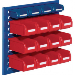 Jeu de boîtes de rangement ouvertes H450xl500xP250mm tôle d'acier/polyéthyl. rev 