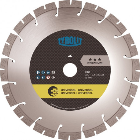 Disque à tronçonner diamant DCU Premium D. 230 mm perçage 22,23 mm construction universelle 12 mm TYROLIT