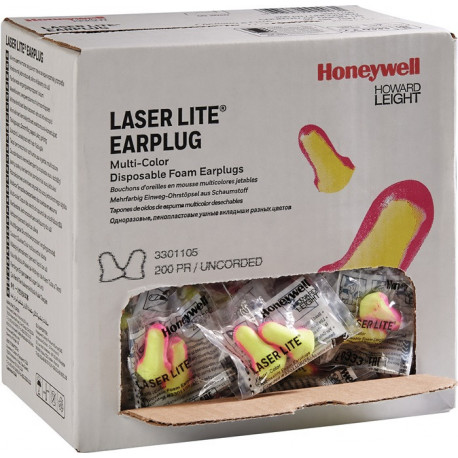 Bouchons antibruit Laser Lite EN 352-2 SNR 35 dB 200 paire/boîte HONEYWELL HOWARD LEIGHT